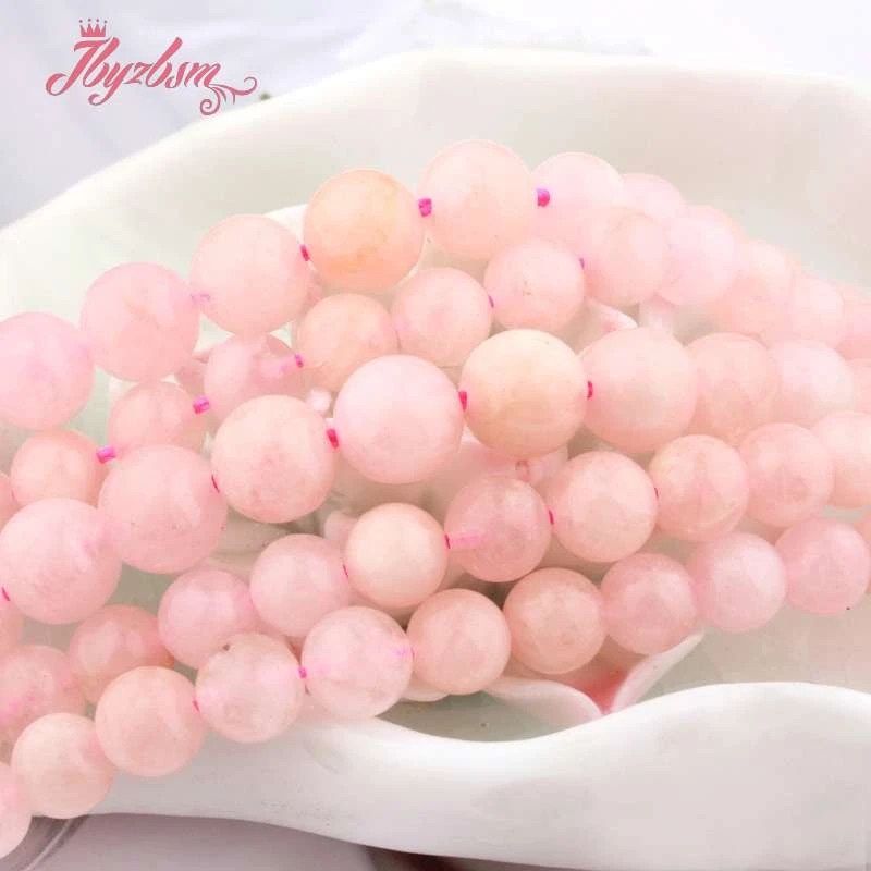 

6mm 8mm Round Ball Beads Smooth Pink Beryl Morganite Natural Stone Beads for DIY Necklace Bracelet Jewelry Making Design 15"