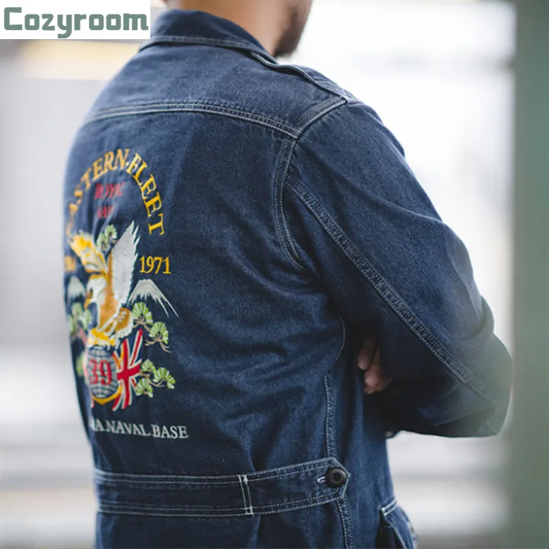 

2021 American Tooling Vintage M65 Yokosuka Denim Jacket Amekaji Embroidered Denim Jacket Men