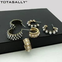 totasally hot sale anti allergy hoop earrings for women gorgeuos simulated pearl earring hoops allergy free lady gifts jewelry