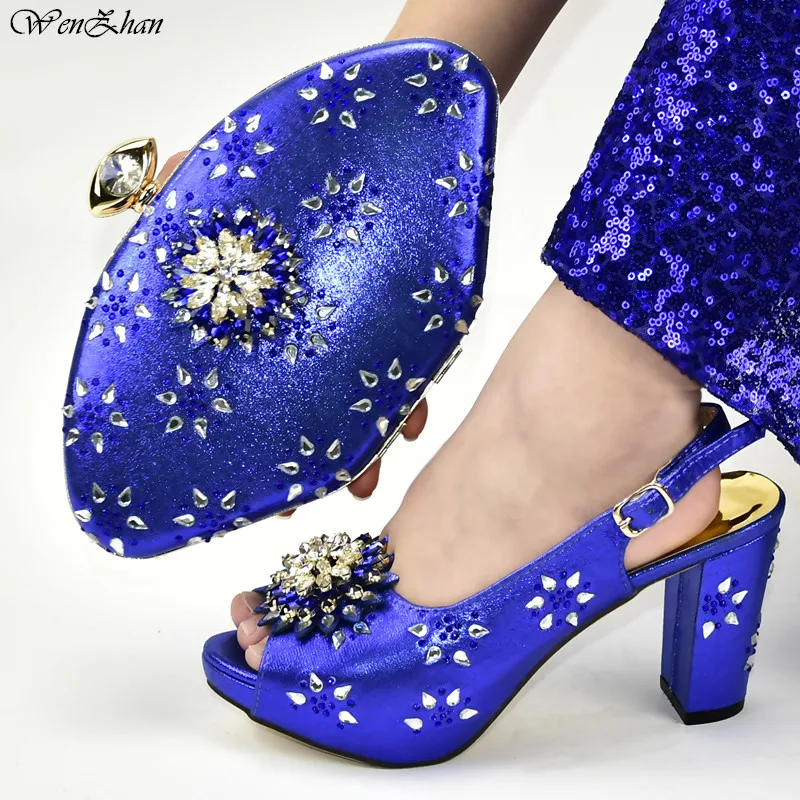 

Elegant Italian Shoes and Bag Set for Party 38-42 In Women Nigerian Wedding Shoes and Matching Bags Set Decorated with Rhinestone Party D99-6