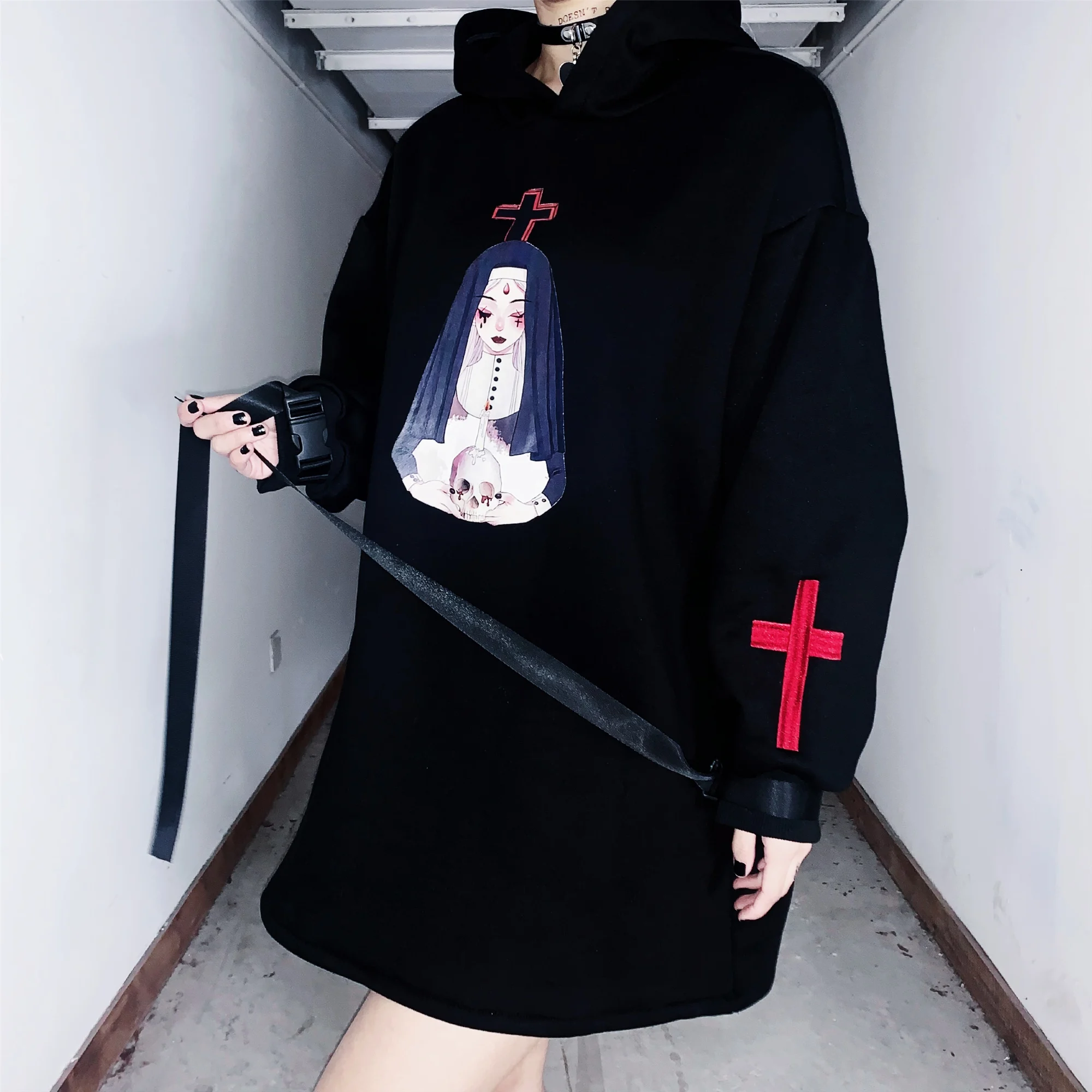 Свитшот женский бархатный в стиле Харадзюку модная Готическая уличная одежда с