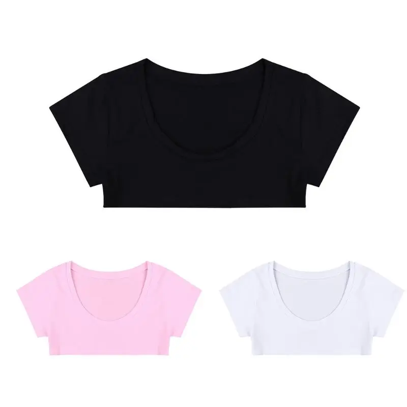 Женский эротический укороченный топ мини Однотонная футболка с коротким рукавом