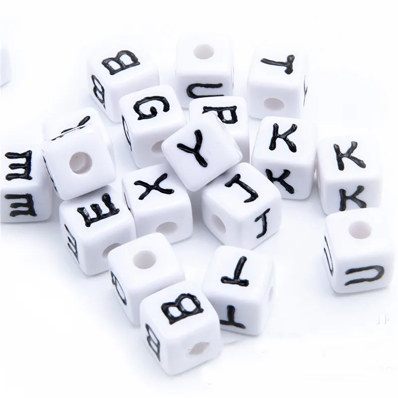 

Big Size 12MM Acrylic Plastic Letter Beads 3D Cube Square Alphabet Jewelry Initial Beads Fit Bracelet Necklace Keyring Decor