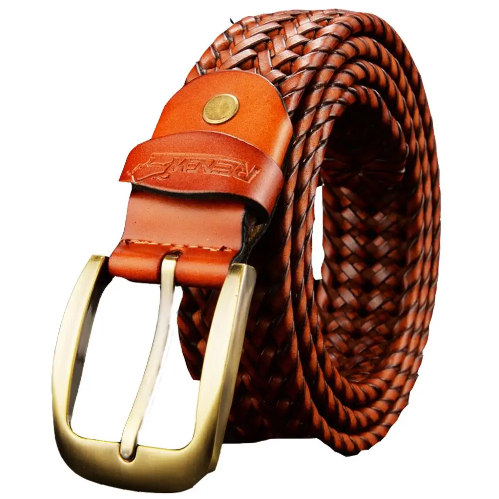 Модный плетеный ремень для мужчин и женщин кожа повседневная дикая тонкая с