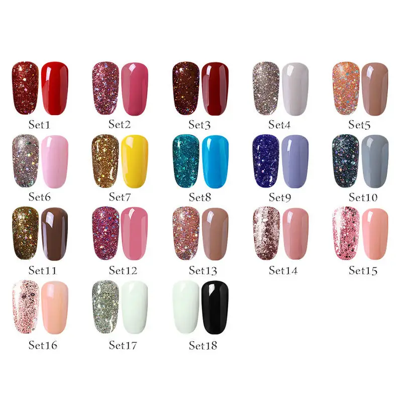 Elite99 2PcsGlitter Однотонная одежда Гель-лак набор Био-Гели Soak Off УФ светодиодный лак для