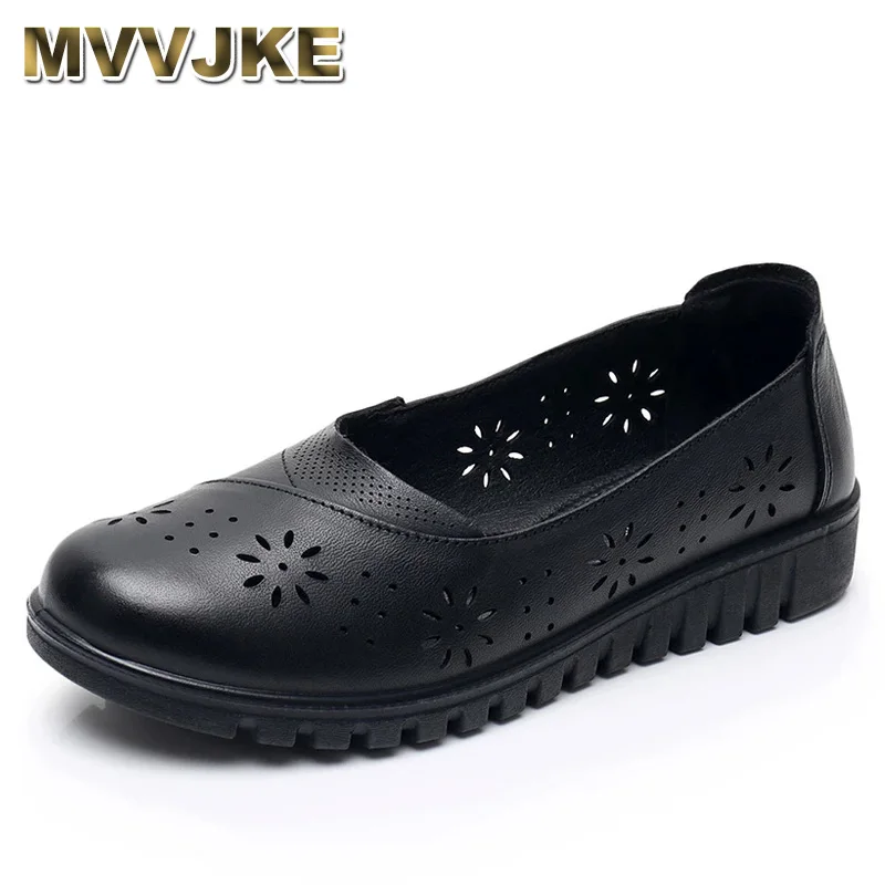 

MVVJKEFlat bottom mother shoes soft bottom middle-aged and old women's shoes comfortable breathable non-slip female leather shoe