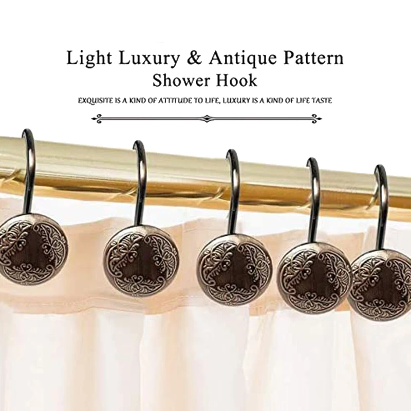 

Set of 12 Antique Shower Curtain Hooks Curtain Rings for Bathroom Shower Rods Hooks