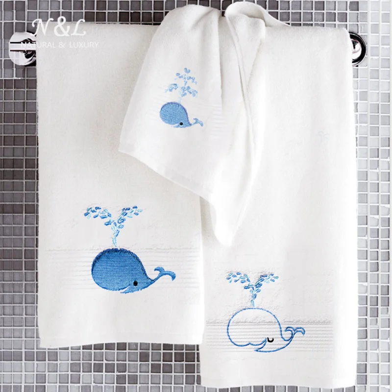 

Whale White Face Towel Cotton Wash Household Adult Children Towel Children Cute Soft Thick Absorbent Towel Bathroom 2 Pcs 6MM86