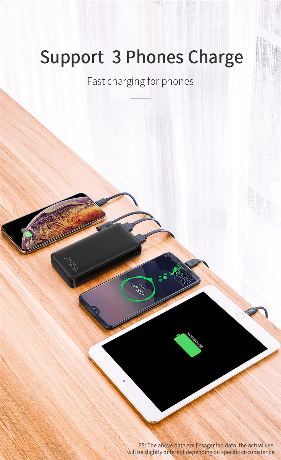 Портативное зарядное устройство Essager 20000 мА/ч для быстрой зарядки 3,0 USB C PD 20000 мА/ч для iPhone 11 Pro Max Xiaomi Mi 9 8
