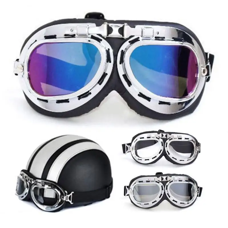 Купи Cycling Goggles Windproof And Waterproof Black Frame Retro Pilot Silver-plated Glasses Outdoor Windproof Glasses Helmet Goggles за 168 рублей в магазине AliExpress