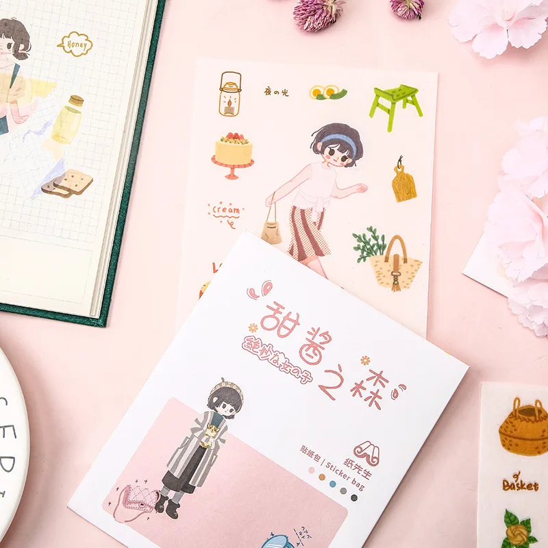 8 шт./компл. Kawaii Девушки серии бумажные наклейки DIY повседневной жизни конверт