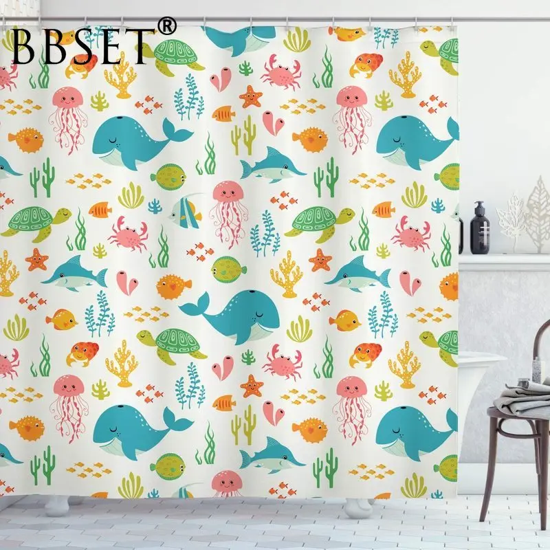 

Милые детские Подводные Животные, морские живые узоры, водонепроницаемые, разных размеров, украшения для ванной комнаты