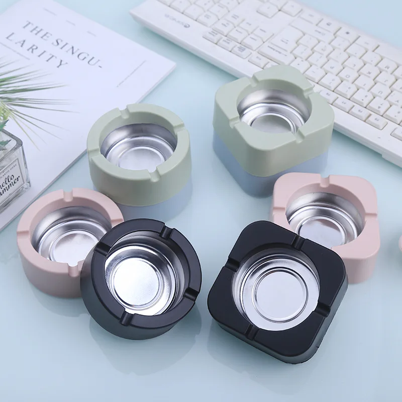 

Plastic Round Shape Ashtray Square Tobacco Ash Tray Holder Desktop Decor for Home Office Car Smoking Cigarette