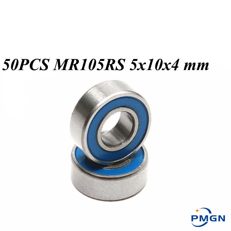 

50PCS ABEC-5 MR105-2RS MR105 2RS MR105 RS MR105RS 5x10x4 mm Blue rubber sealed miniature High quality deep groove ball bearings