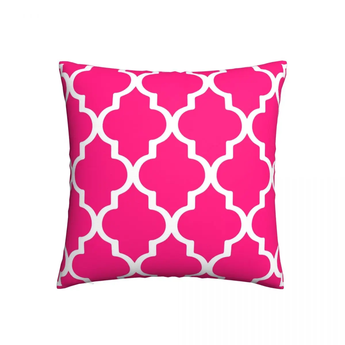 

Hot Pink Outdoors Quatrefoil Lattice Square Pillowcase Polyester Pattern Decor Pillow Case for Room Cushion Cover