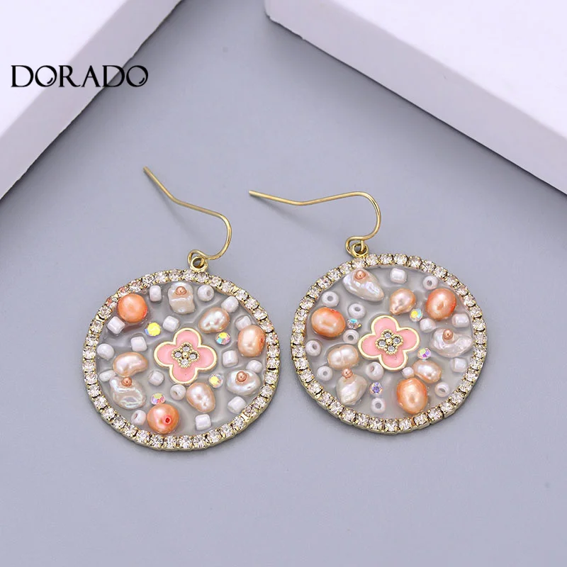 

Dorado Elegant Fashion Noble Zircon Crystal Natural Pearl Drop Dangle Earrings For Women Bohemia Flower Jewelry Favorite Gift