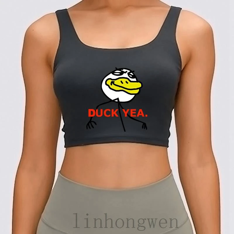 

Женский укороченный топ с принтом Duck Yea, летний однотонный укороченный топ с принтом в виде солнечного света, европейский размер S-XL