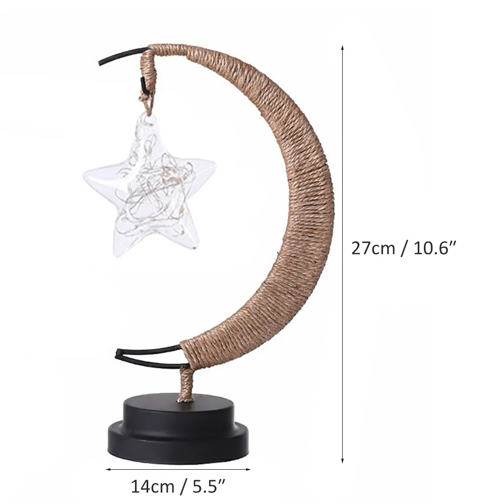 

Led Lamp Stars Moon Night Light Rattan Ball Christmas Lights Children Room Decoration Handmade Hemp Rope Wrought Iron Light