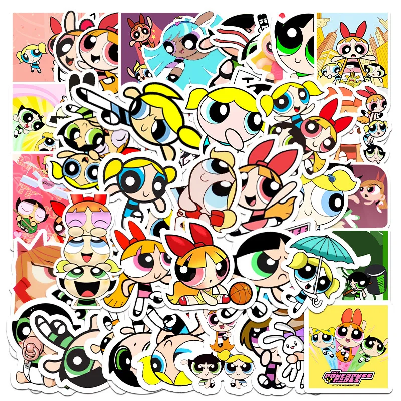 50 шт. наклейки flake Powerpuff для девочек аниме s американский мультфильм милые