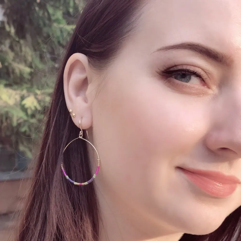 Хрустальные серьги-кольца для женщин богемные из цинкового сплава со