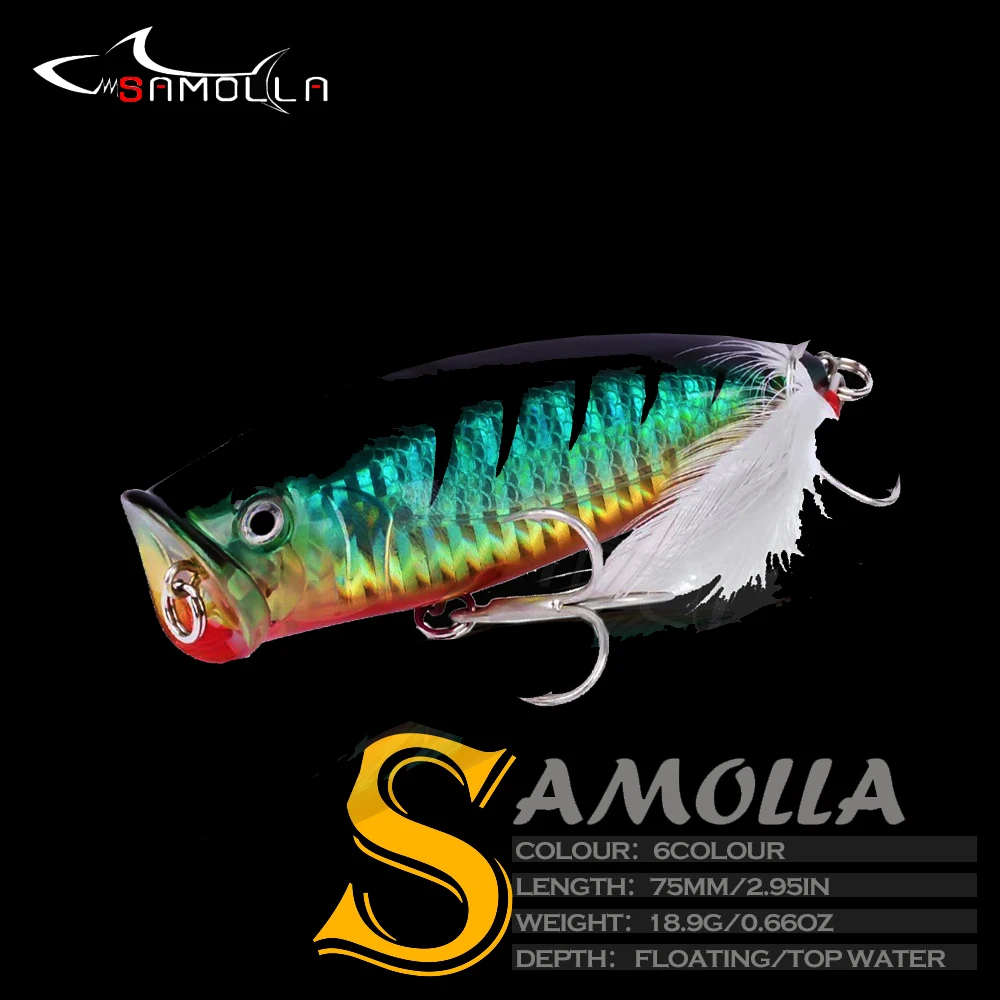 

Fishing Lure Popper Weights 18.9g Feather Hooks Floating Topwater Articulos De Pesca Bionics Lures Wobblers For Pike Fish Tackle
