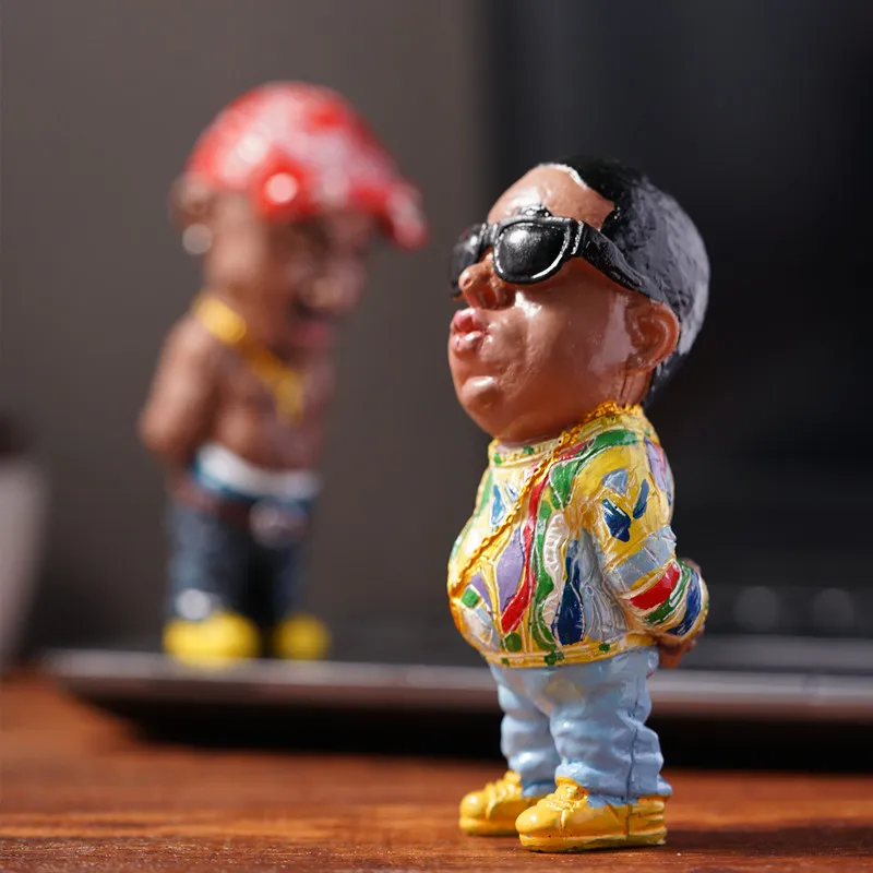 mini resin ornaments hip hop funny rapper bro figurine set for home indoor outdoor sculptures ornaments decorations party free global shipping