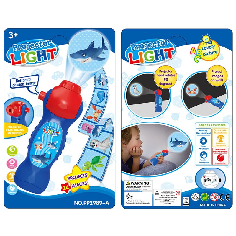 Children's Cartoon Projection Flashlight 24 Patterns Education Slides Hold Projector Electronic Luminous Dinosaur Toy Funny Gift