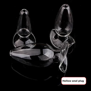 Прозрачная стеклянная анальная пробка, полые анальные пробки для женщин, вагинальный расширитель, анальная клизма, мужская стеклянная пробка