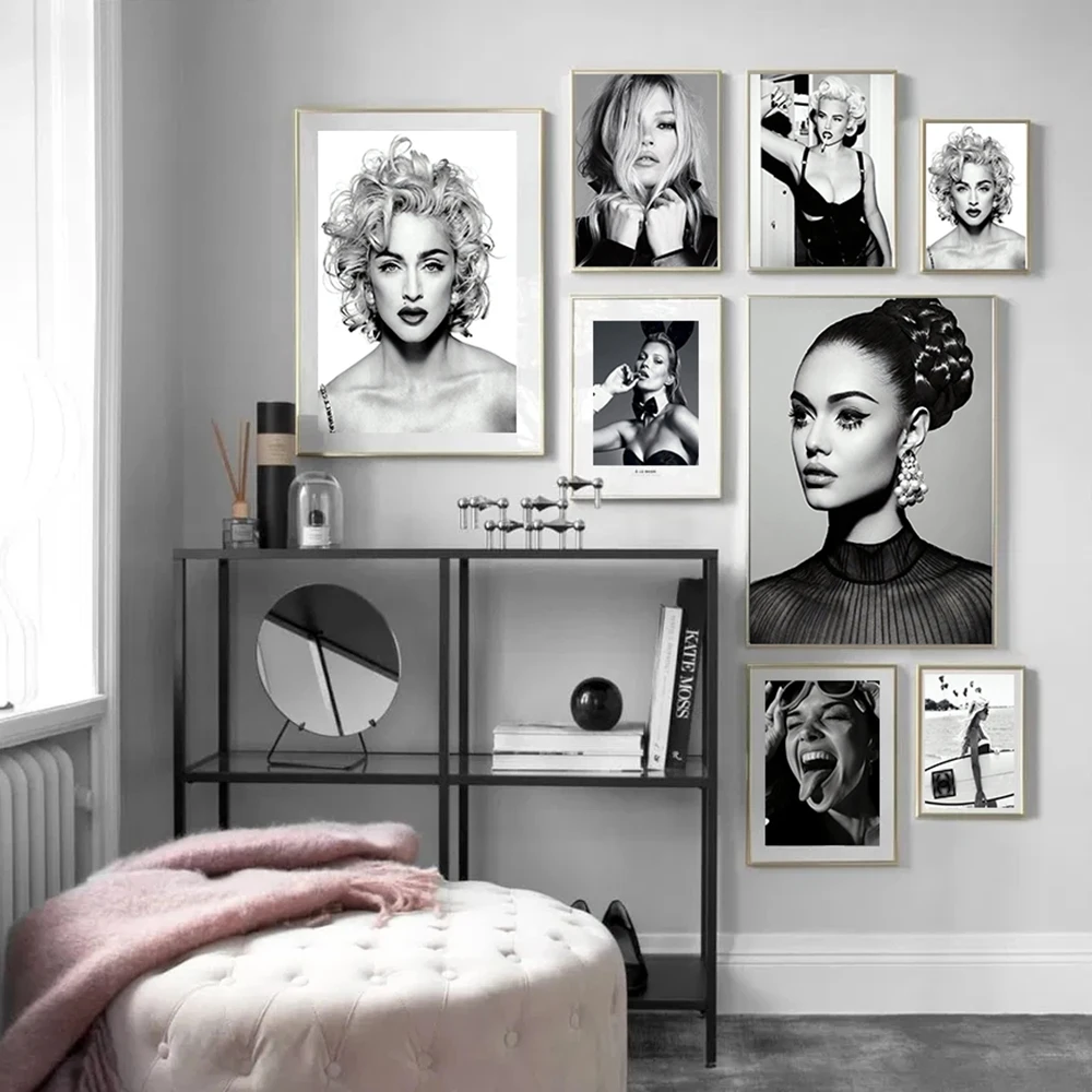 

Fashion Star And model Magazine VOGUE Poster Black White Nordic Pictures Wall Art Canvas Painting Print Living Room Home Decor