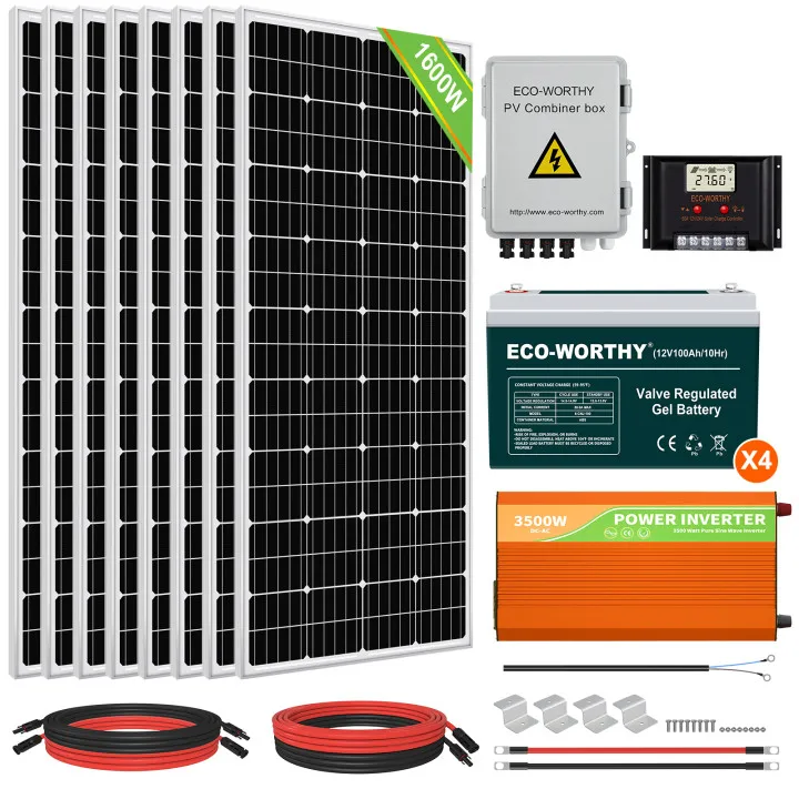 

ECO-WORTHY 1600W 1200W 800W решетки полная солнечная панель системы 3500W инвертор 100Ah 12V батарея для дома RV Shed Marine