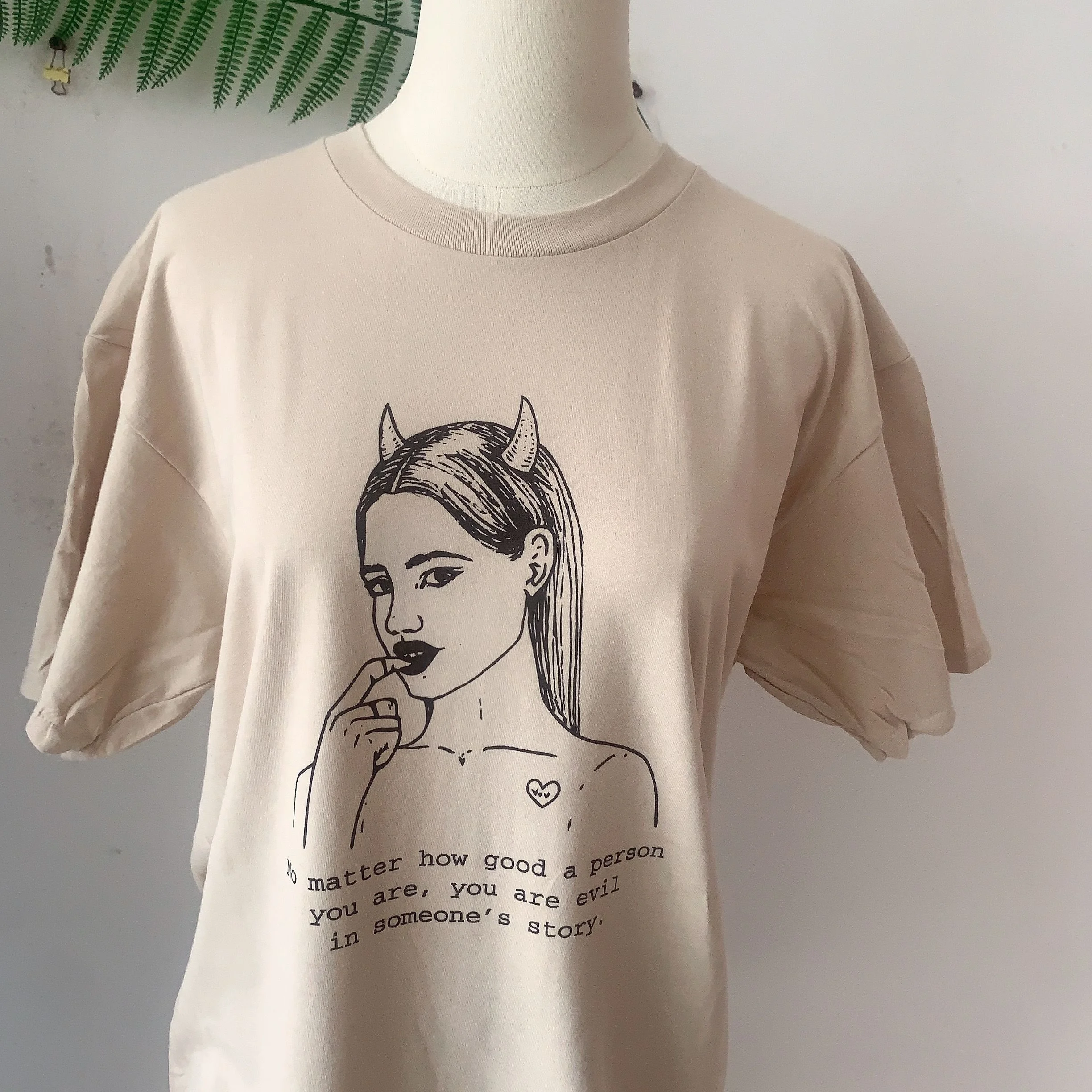 

JBHYou Are Evil In Someone's Story T-Shirt Women's Tumblr Fashion Grunge Quotes Tee Hipsters Devil Shirt Gothic Clothing