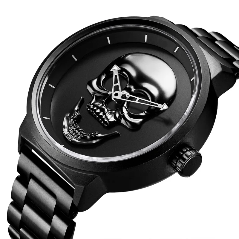 

Hannah Martin Men's Watch Japanese Movement Double Needle Skull Dial Steel Band Quartz Waterproof Men's Watch Birthday Gift