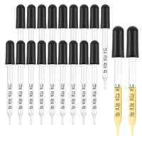 hot 20pcs 1ml glass liquid droppers eye dropper pipettes with black suction bulb for makeup art liquidstraight tip style