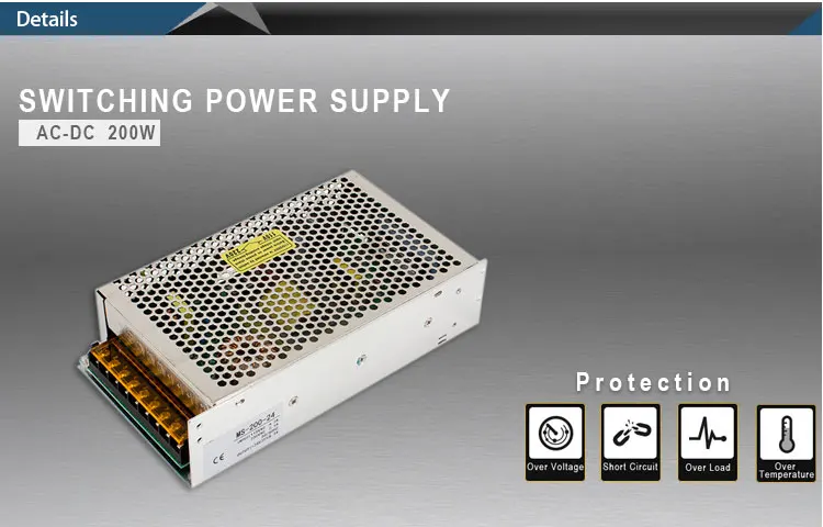 Одобренный CE MS-200W преобразователь переменного тока DC 5 В 40a/12 В 16.5a/24 В 8.3a/48 В 4a smps Электропитание