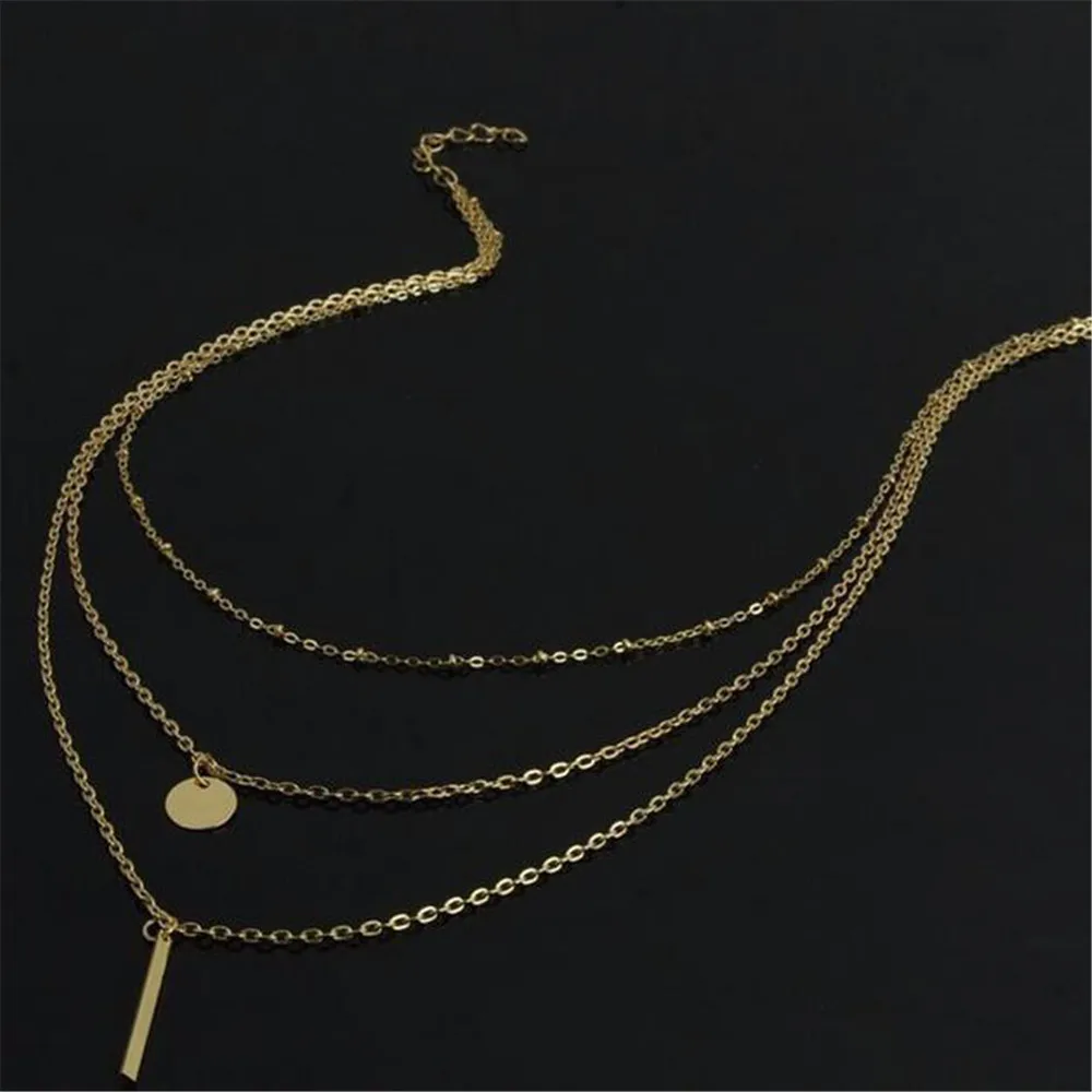 LT Многослойные блесток металлический полосы подвески и ожерелья для женщин Цвет