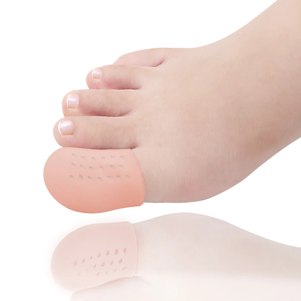 

Pexmen 2Pcs Gel Big Toe Separeator Protector Breathable Gel Toe Cap Toe Cover Sleeves with Holes Provides Relief Straighter