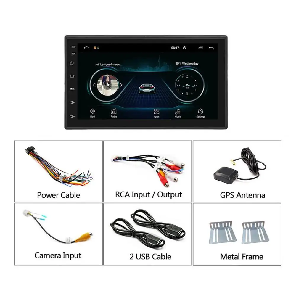 2 Din Android Радио 7 дюймов GPS навигация Голосовое управление MP5 Аудио ПК стол