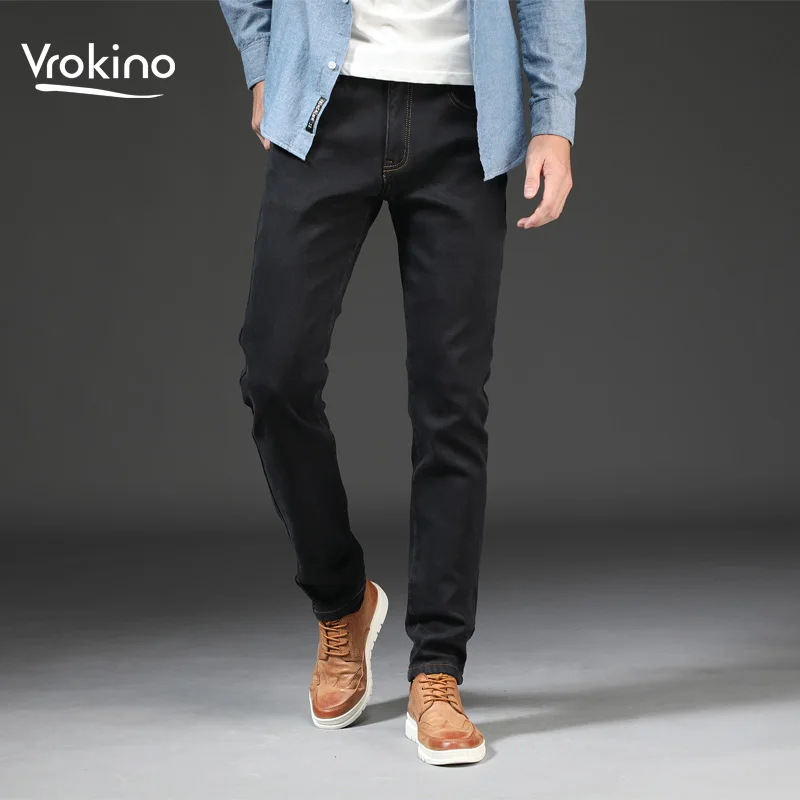 Новинка 2020 модные зимние стильные мужские теплые деловые повседневные джинсы