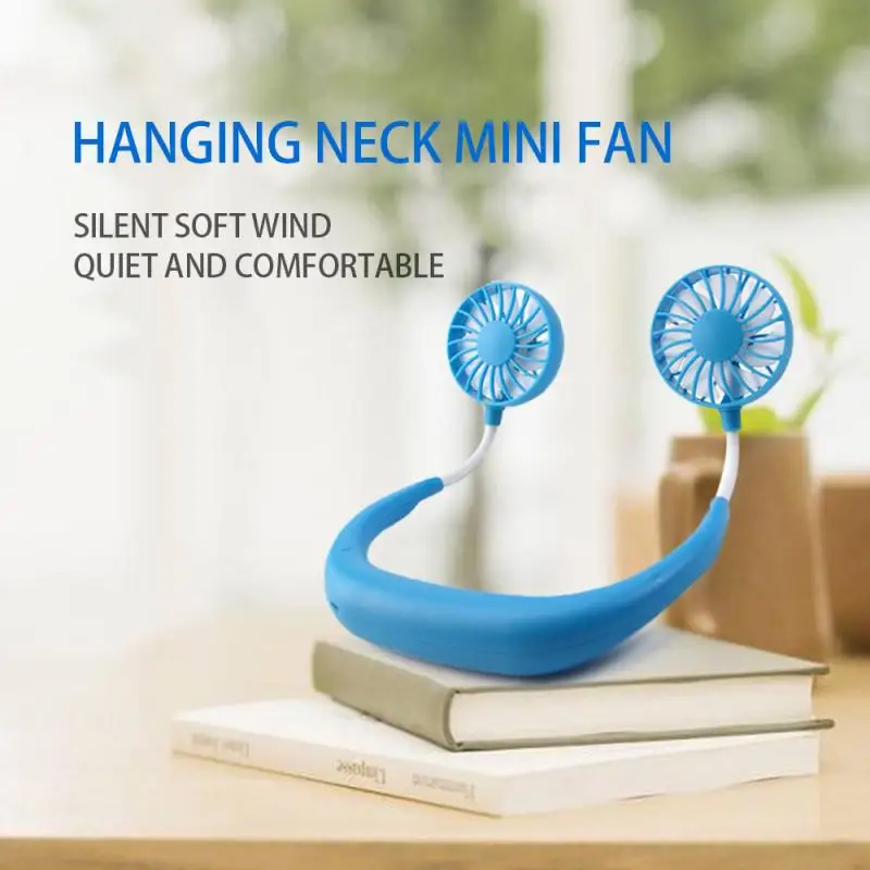 

USB Portable Fan Cold Fan Hands Free Neck Fan Hanging Rechargeable Mini Sports Fan 3-speed Adjustable Neck Dual Fan Home Office
