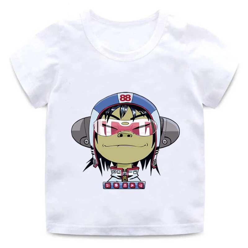 Gorillaz принт Забавная детская футболка Модные топы для маленьких мальчиков и
