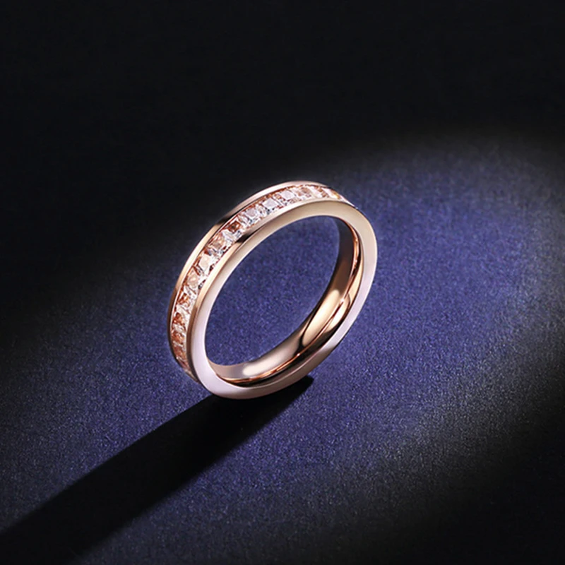 

Free Shipping Hot Sale Cubic Zirconia Array Stainless Steel Jewelry Rings For Women