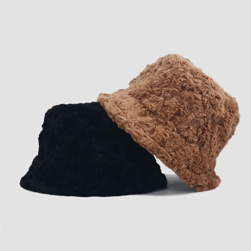 

New Women Thicken Fisherman Hat Fashion Plush Velvet Winter Warm Cap Ladies Solid Color Bucket Hats Casual Fisherman CapS ​Gift