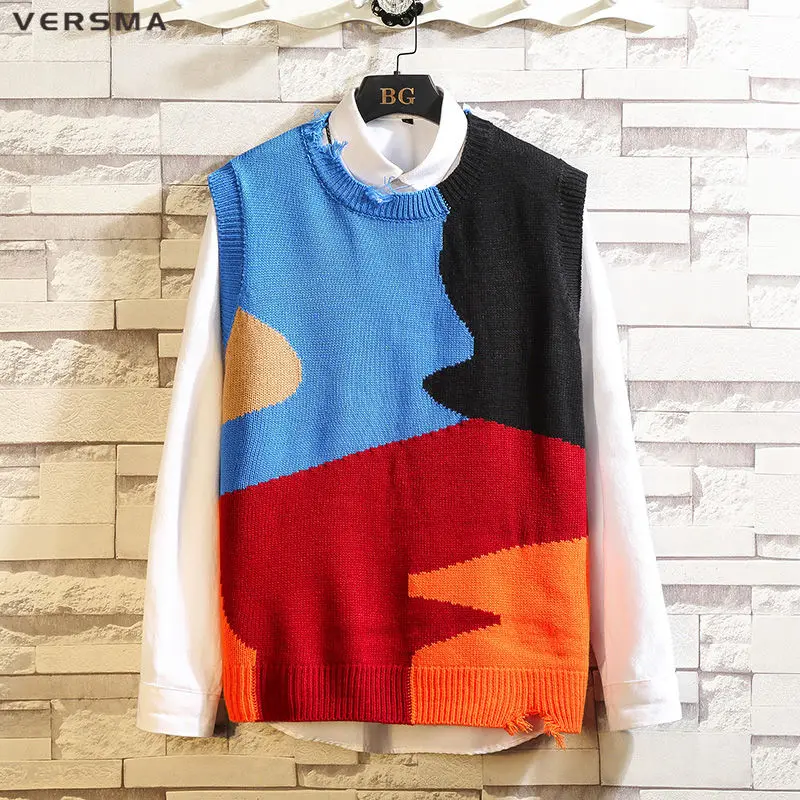 Мужской Камуфляжный жилет VERSMA черный с разрезами и воротником-стойкой без