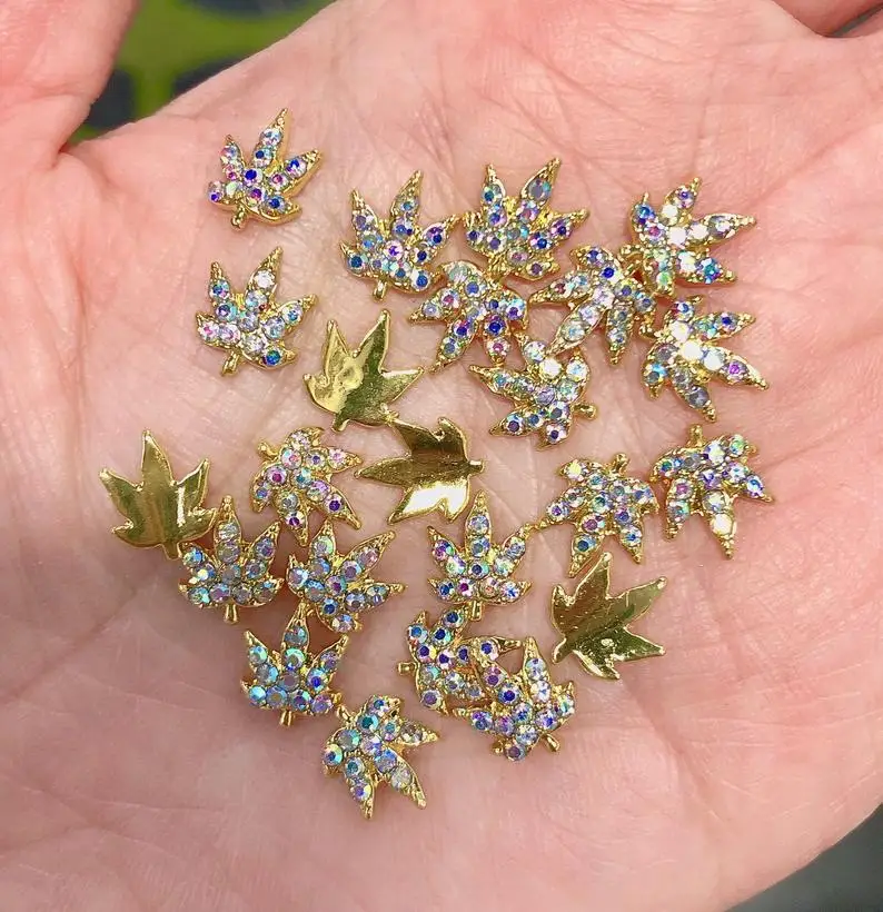 10 шт. AB кристально прозрачные стразы из золотого сплава украшения для ногтей в