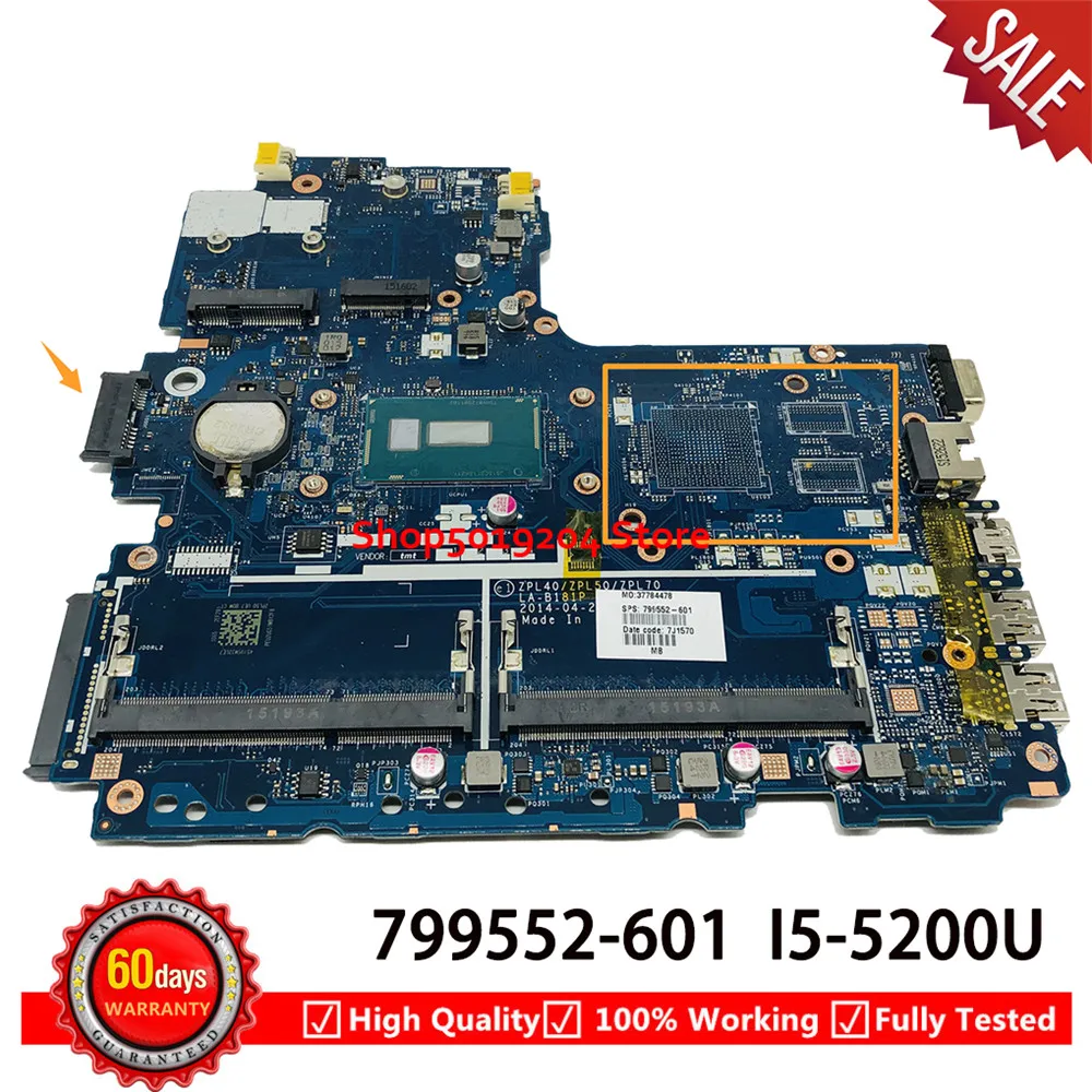 Для hp probook 450 G2 450-G2 Материнская плата ноутбука i5-5200U ZPL40 ZPL50 ZPL70 LA-B181P 799552-601 799552-001