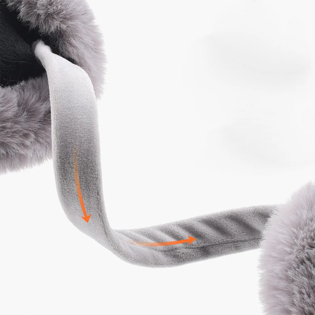 Женские пушистые наушники однотонные зимние теплые мягкие плюшевые большие