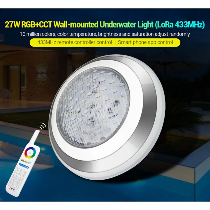 Купить Miboxer Ac12в/DC12-24V IP68 Подводный 9 Вт/15 Вт/27 Вт RGB + CCT настенный подводный светильник 27 Вт PAR56 Светодиодный светильник для бассейна; Шлюз 433 МГц Купить Miboxer Ac12в/DC12-24V IP68 Подводный 9 Вт/15 Вт/27 Вт RGB + CCT настенный подводный светильник 27 Вт PAR56 Светодиодный светильник для бассейна; Шлюз 433 МГц