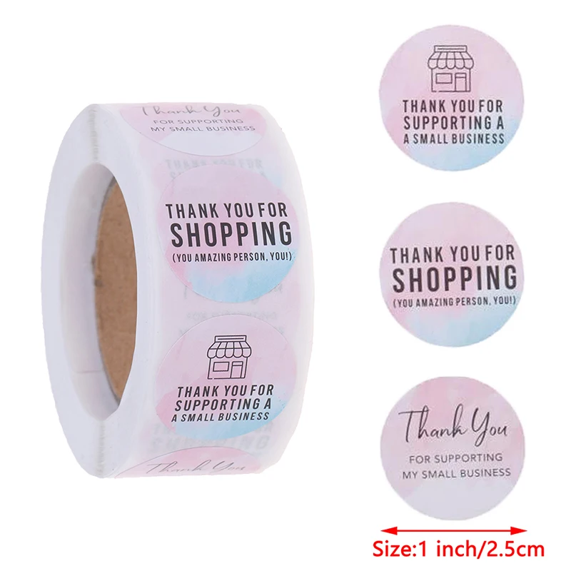 

500 шт./1 дюйм, розовая наклейка с надписью «Thank You» для поддержки моего бизнеса, наклейка для обозначения яркости