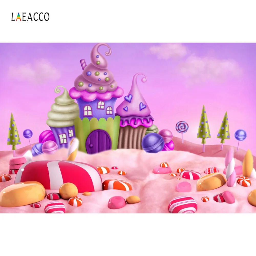 Laeacco розовый замок Конфеты Мороженое Детские вечерние фоны для фотосъемки с