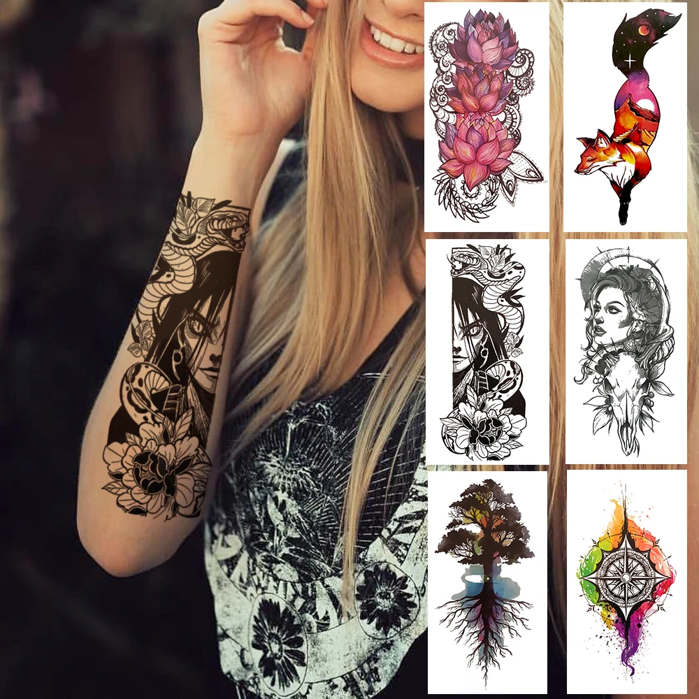 Искусственная временная татуировка в стиле Харадзюку для детей женщин лиса